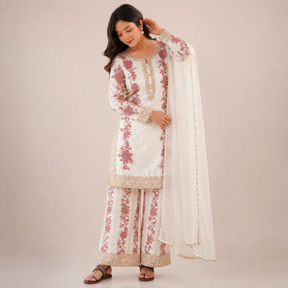 Sequin Embroidered Palazzo Suit Set