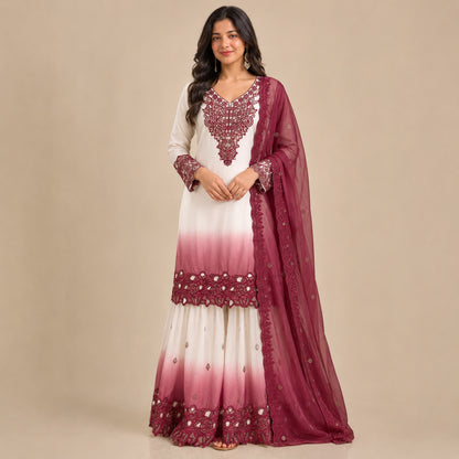 Dual-Tone Ombre Palazzo Suit Set