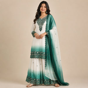 Dual-Tone Ombre Palazzo Suit Set