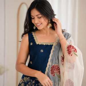 Teal Farshi Palazzo Suit Set