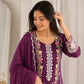 Rayon Satin Threadwork Suit