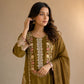 Rayon Satin Threadwork Suit