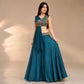 Teal Floral Embroidered Lehenga