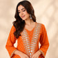 Orange Asymmetric Mirror Lehenga