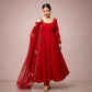 Crimson Gota Moti Anarkali Gown