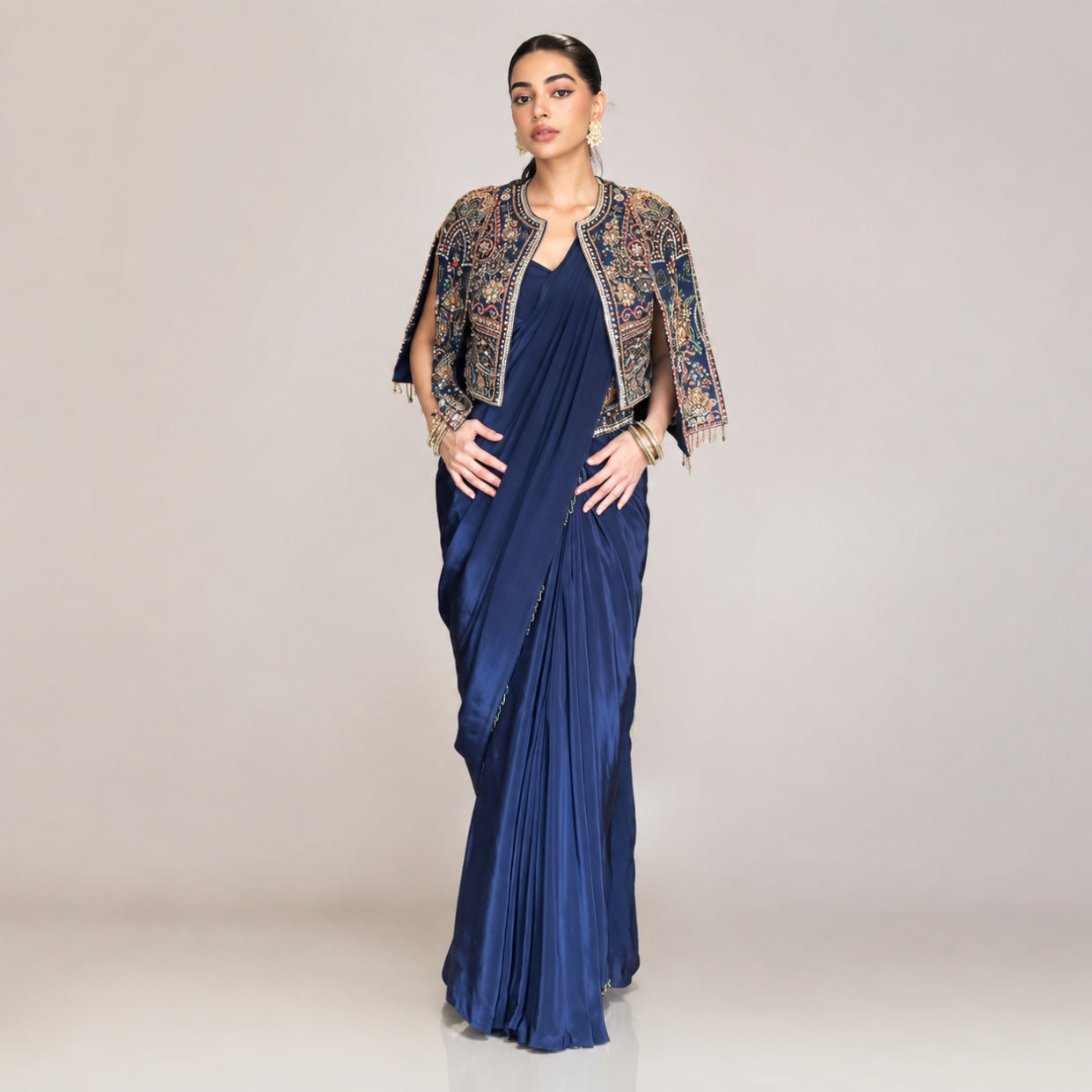 Designer Ready to Wear Saree with Embroidered Koti for Festive and Party Wear