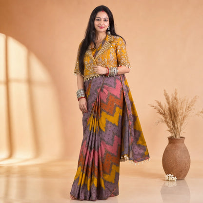 Mirror Jacket Print Saree
