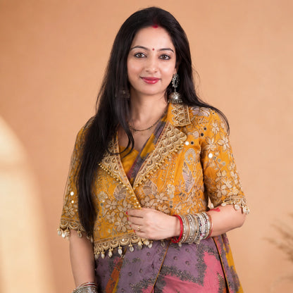 Mirror Jacket Print Saree