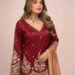 Maroon Sequin Sharara Set
