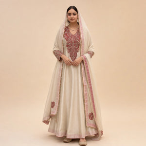 Ivory Cording Anarkali Gown