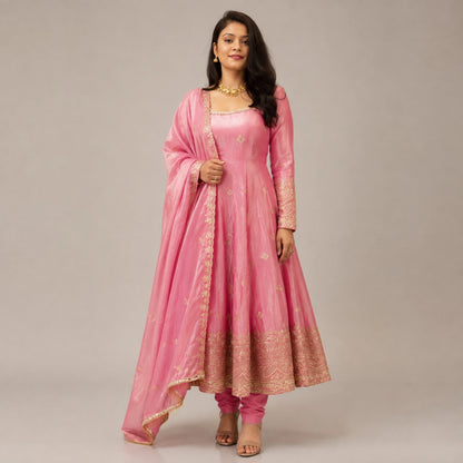 Blush Sequin Anarkali Gown Set