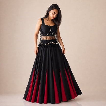 Noir Tassel Fringe Lehenga