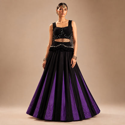 Noir Tassel Fringe Lehenga