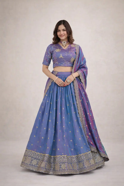 Embroidered Silk Lehenga Choli Set
