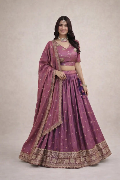 Embroidered Silk Lehenga Choli Set