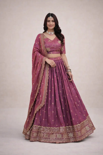 Embroidered Silk Lehenga Choli Set