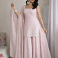 Blush Pink Faux Georgette Embroidered Sharara Set with Dupatta