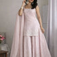 Blush Pink Faux Georgette Embroidered Sharara Set with Dupatta