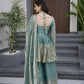 Heavy Two Tone Fendy Satin Silk Embroidered Gown with Sharara & Dupatta – Designer Ethnic Wear