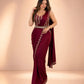 Maroon Crepe Silk Ready to Wear Saree