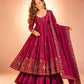 Crunchy Silk Embroidered Gown Sharara Set with Dupatta for Elegant look