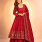 Crunchy Silk Embroidered Gown Sharara Set with Dupatta for Elegant look