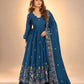 Crunchy Silk Embroidered Gown Sharara Set with Dupatta for Elegant look