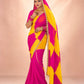 Box Pattern Georgette Saree with Mirror Work and Gotta Lace