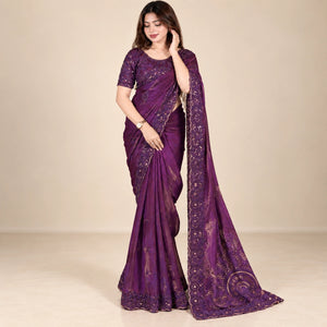 Dual-Tone Shimmer Fandy Satin Saree