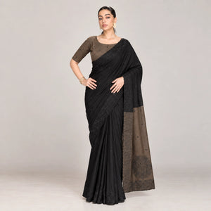 Contrast Cutwork Cotton Saree