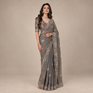 Sequin Bead Floral Saree
