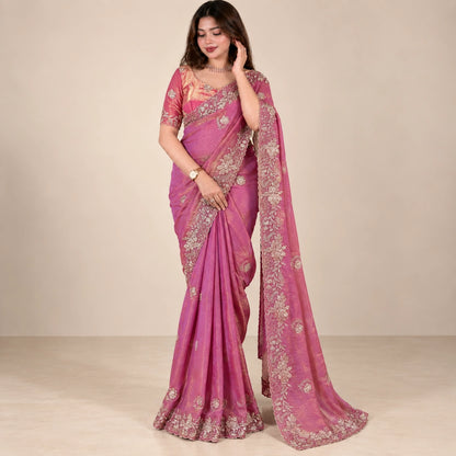 Sequin Bead Floral Saree