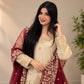 Ivory Chinon Kurta Skirt Set with Dupatta