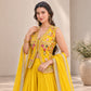 Yellow Embroidered Jacket Palazzo Set