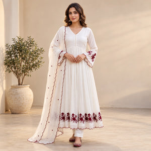 Scalloped Chanderi Anarkali with Dupatta