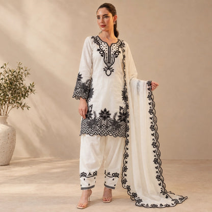 Shop Glass Roman Cut Work Farshi Salwar Suit with Organza Dupatta for Festive Party Wear