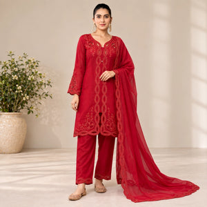 Noor Chanderi Kurti Shrug Pant Dupatta Set for Festive and Party Occasions