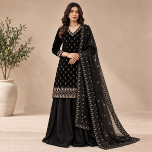 Elegant Hand Beaded Embroidered Palazzo Suit Set for Festive and Family Functions