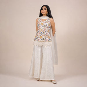 Ivory Floral Embroidered Sharara