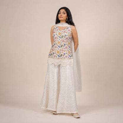 Ivory Floral Embroidered Sharara