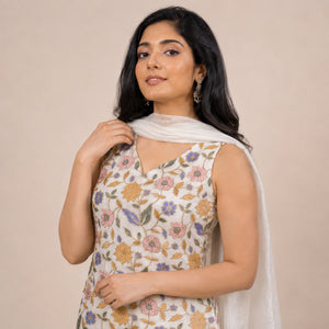 Ivory Floral Embroidered Sharara