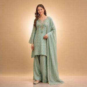 Sage Cording Stone Sharara Set