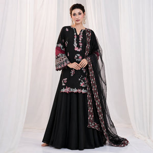 Black Floral Cutwork Suit