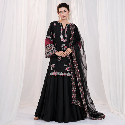Black Floral Cutwork Suit