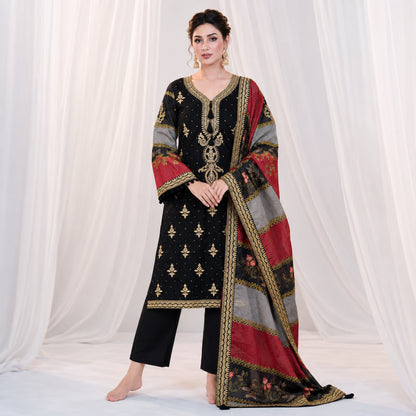 Black Floral Cutwork Suit