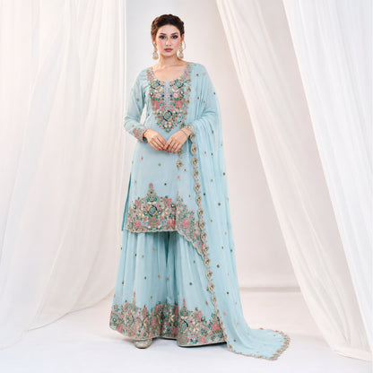 Chanderi Floral Medallion Sharara