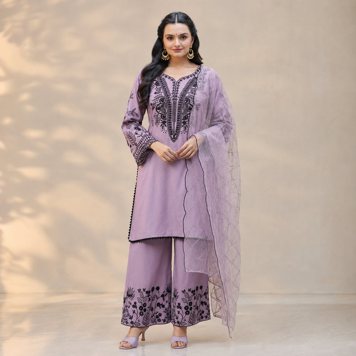 Mal Cotton Embroidery Suit Set, 4 Colours