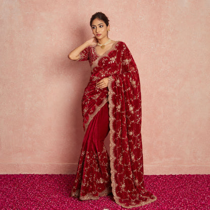 Sequence Embroidered Chiffon Saree with Blouse