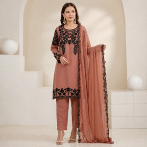 Fox Georgette Kurta Set With Floral Embroidery