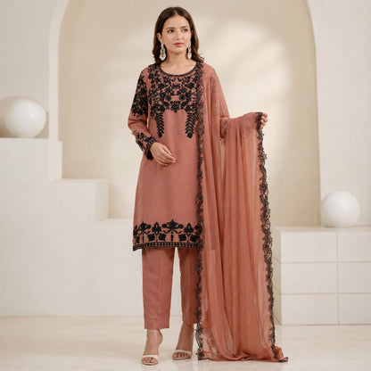 Fox Georgette Kurta Set With Floral Embroidery